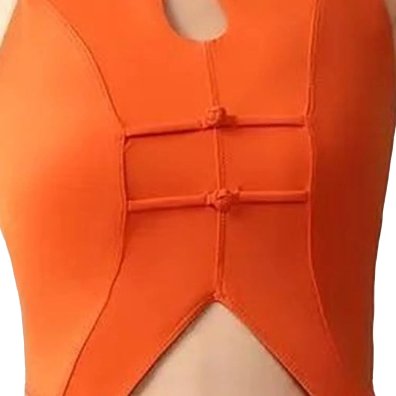 Топ без рукавов с мандариновым воротником Knot Closure, Orange — фото 3