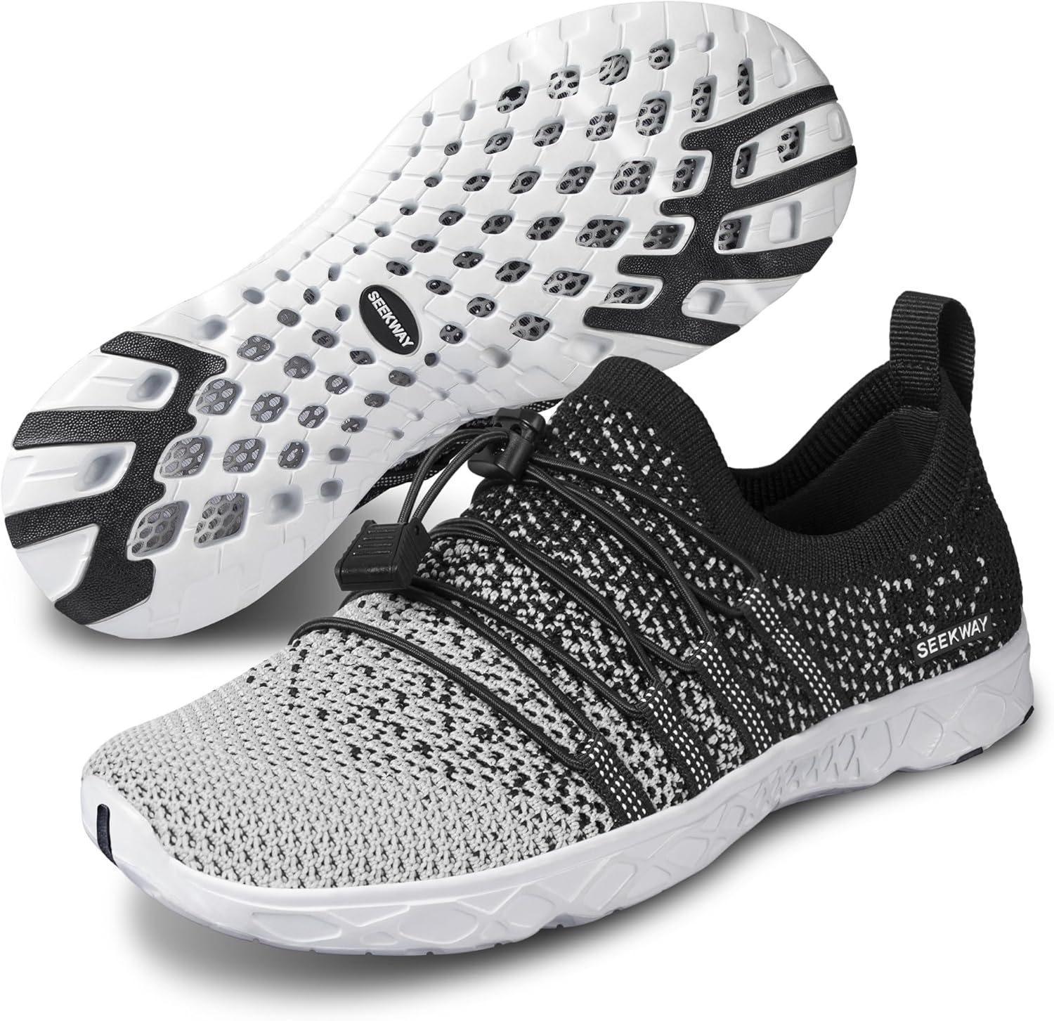 

Мужские и женские водные кроссовки, быстросохнущие акваобувь, босоножки для пляжа, серфинга, походов, бассейна и водных видов спорта Seekway, черный/серый