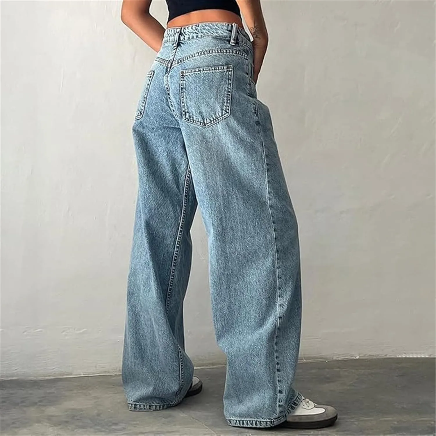 Джинсы женские low rise baggy, straight wide leg — фото 4