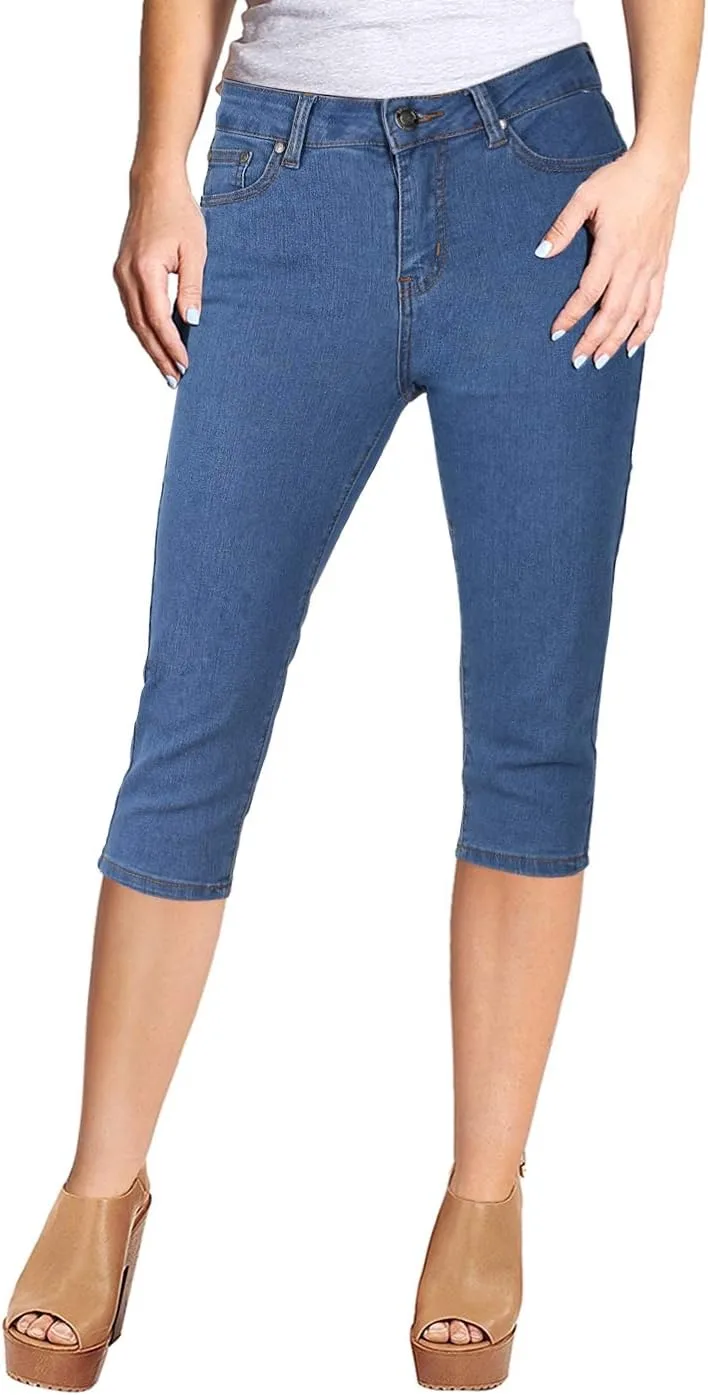 

2LUV Женские обтягивающие джинсы капри с пятью карманами и потертостями