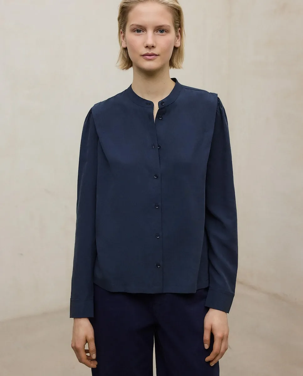 

Женская рубашка с круглым вырезом и застежкой на пуговицы Ecoalf, синий