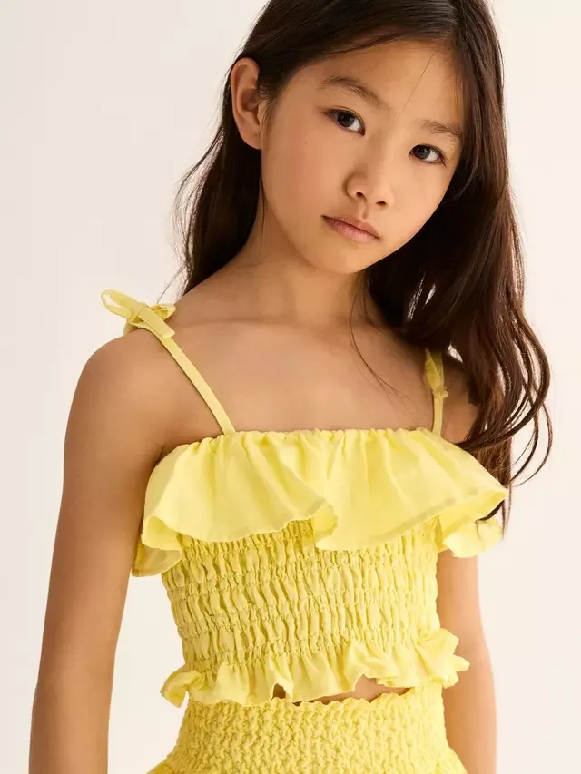 Детский льняной хлопковый топ на бретелях Cozmo Kids' Bellisk, желтый Cozmo Brand