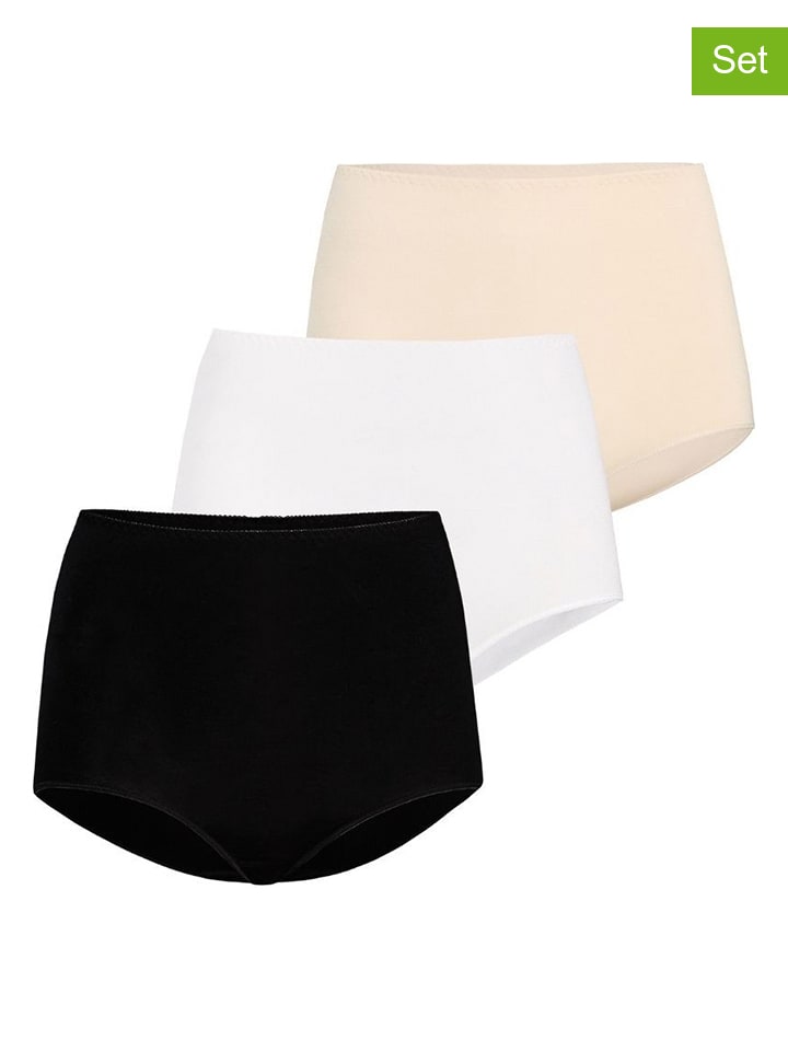 

Teyli Комплект из 3 штук: трусики с высокой талией, черно-бело-бежевые