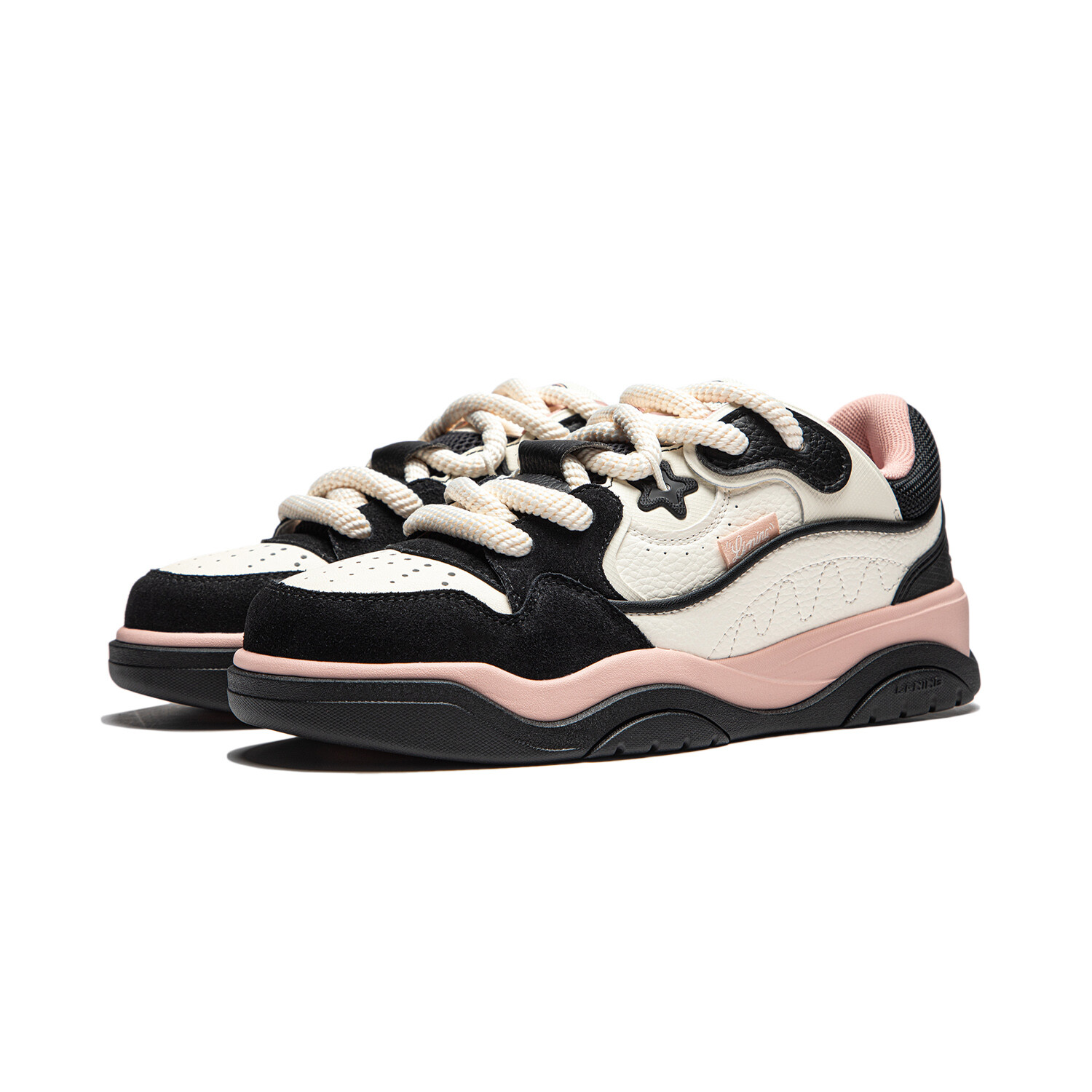 Кроссовки LINING Journey 2.0 Skateboarding Shoes Men Low-top Black/off-white, черный/бежевый — фото 3