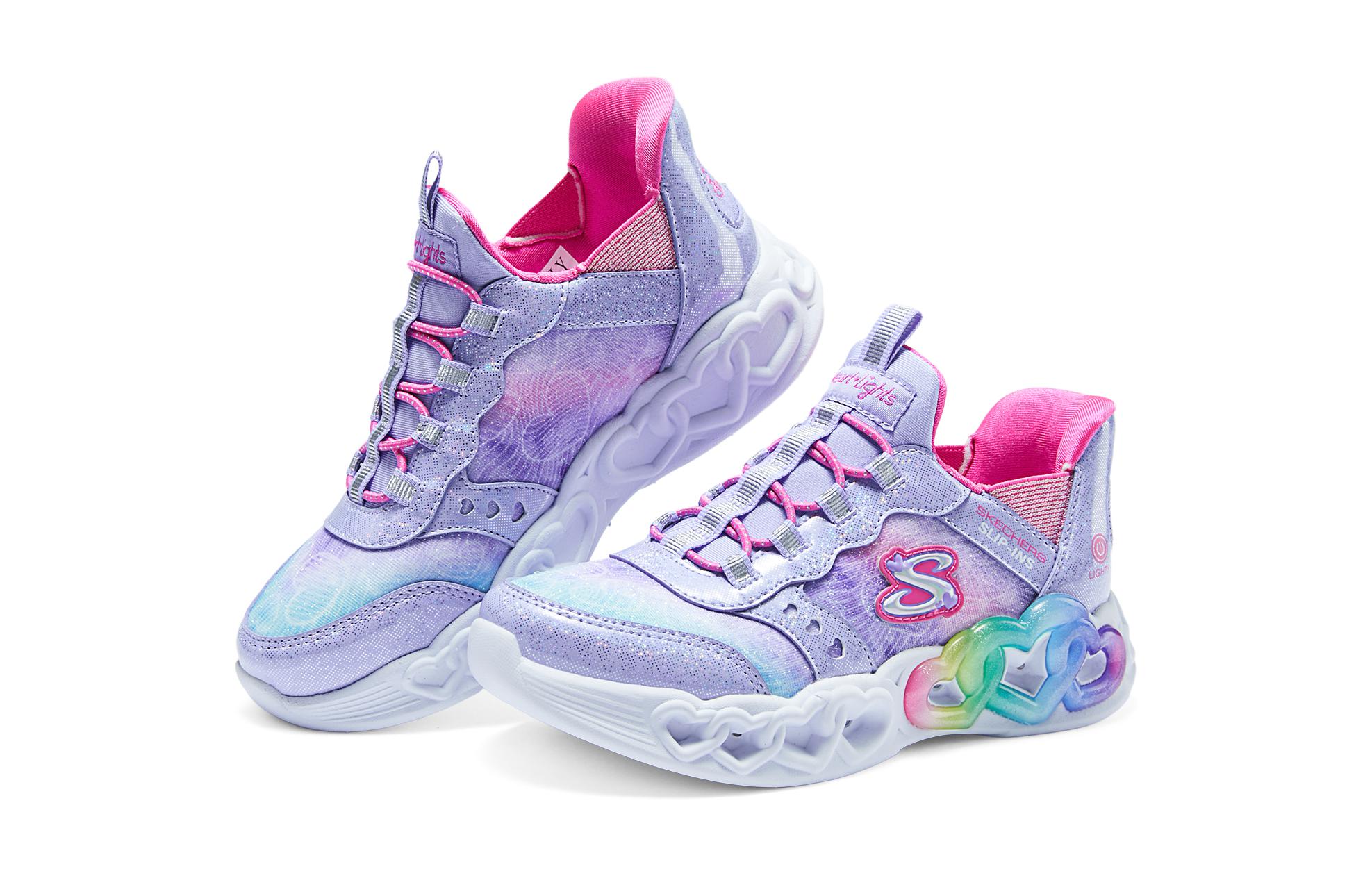 Skechers Кроссовки для девочек Hands Free Slip Ins, детские, средней высоты, серебристо-фиолетовые — фото 4