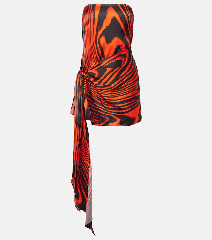 

Платье-бюстье с зебровым принтом и сборками David Koma, Red/Black