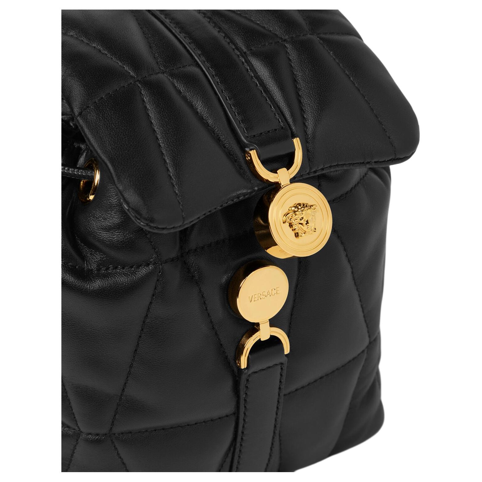 VERSACE Рюкзак Kleio Sheepskin Mini Unisex Black & Gold — фото 4