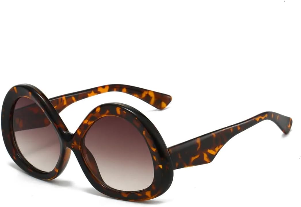 

Модные треугольные овальные женские солнцезащитные очки в винтажном стиле для мужчин в стиле панк с градиентным синим оттенком и защитой от УФ-излучения UV400 VFDHN, Leopard Tea