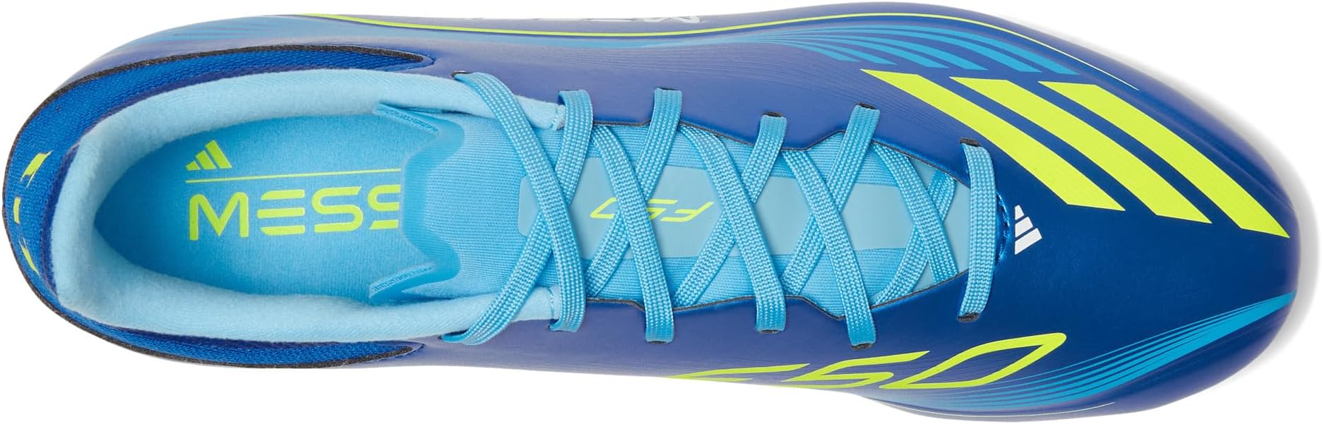 Кроссовки adidas F50 Messi League Firm/Multi Ground Soccer Cleats, цвет Team Royal Blue/Solar Yellow/Semi Blue Burst — фото 2