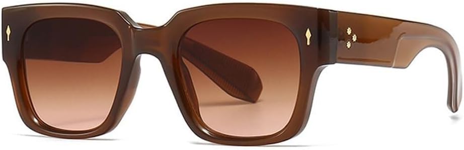 

Модные мужские солнцезащитные очки с квадратными заклепками в стиле панк, градиентные очки с защитой от УФ-излучения UV400, женские темно-зеленые солнцезащитные очки LXLHWN, Brown Tea Pink