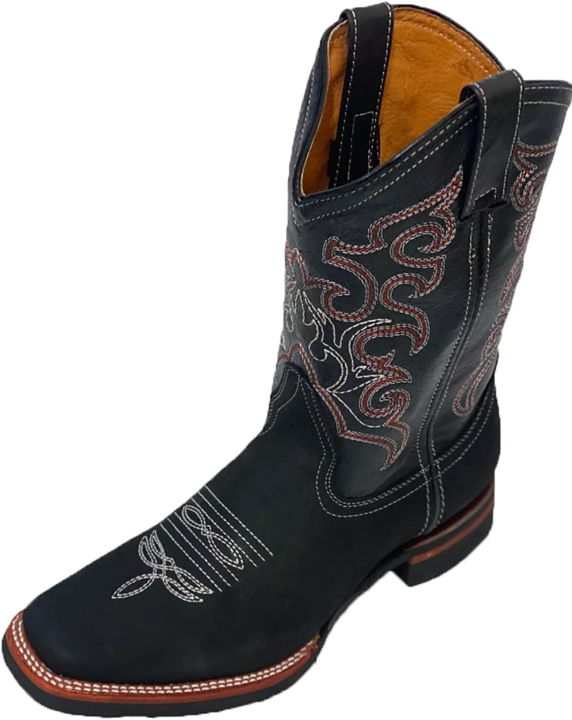 

Мужские ковбойские сапоги из натуральной кожи нубук с квадратным носком Bonus, черный