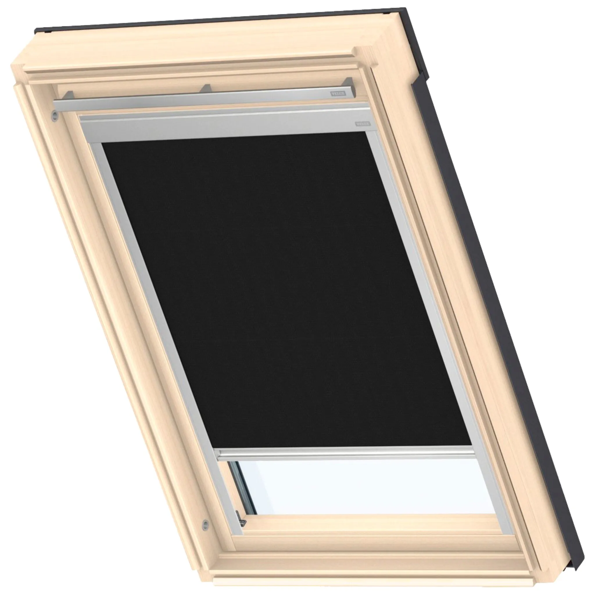 

Затемняющие рулонные шторы VELUX «DBL C02 4249», затемнение, затемнение, без сверления, в направляющих, направляющие алюминиевого цвета и планка ручки, черный