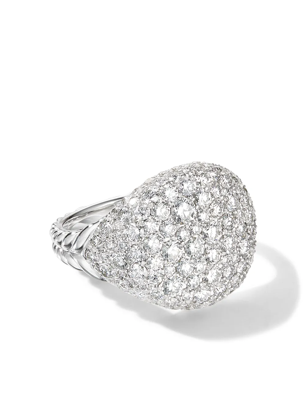 

Кольцо Chevron из белого золота с бриллиантами (13 мм) David Yurman, серебряный