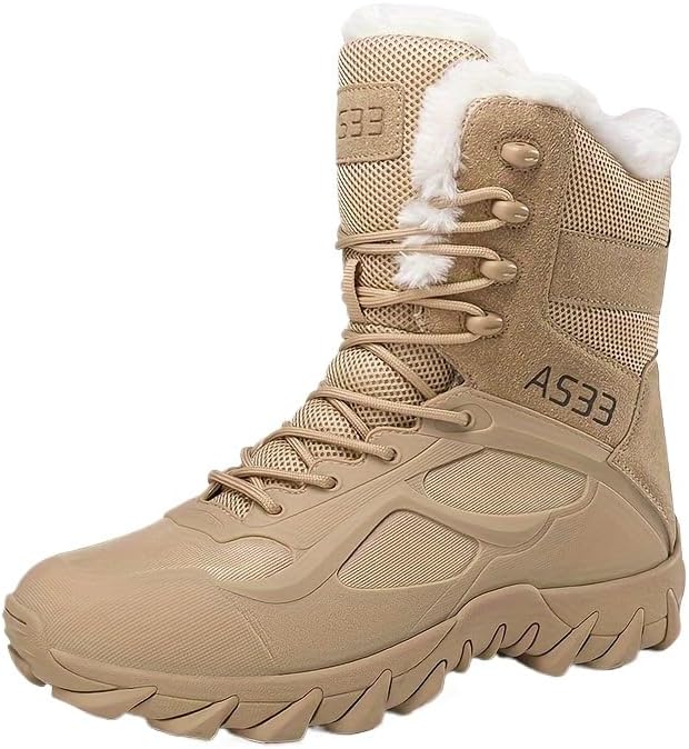 

Зимние высокие ботинки Hhhchpm с флисовой подкладкой для улицы- модные, универсальные, износостойкие мужские туфли с толстой подошвой, Apricot