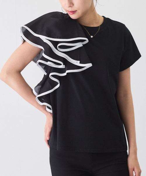 

Футболка с асимметричной оборкой Jayro, черная, Черный, Футболка с асимметричной оборкой Jayro, черная