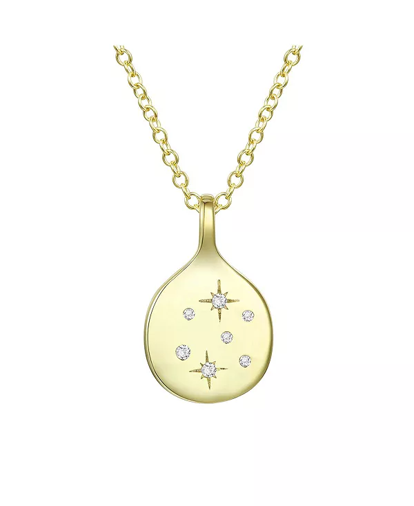 

Круглое ожерелье с подвеской в виде звезд из кубического циркония, покрытое 14-каратным золотом Rachel Glauber, gold