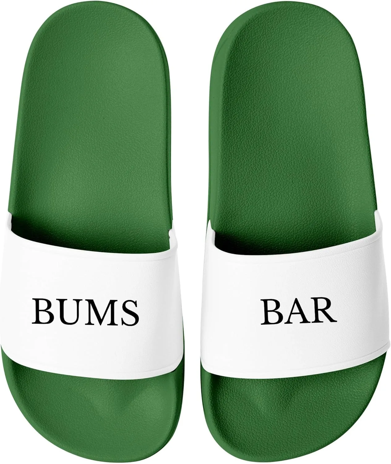 Мужские шлепанцы MoonWorks с надписью "Bums BAR" - Гаджет для Майорки, фестивалей и мальчишников - Забавные шлепанцы для отдыха, зелено-белые, размер 44