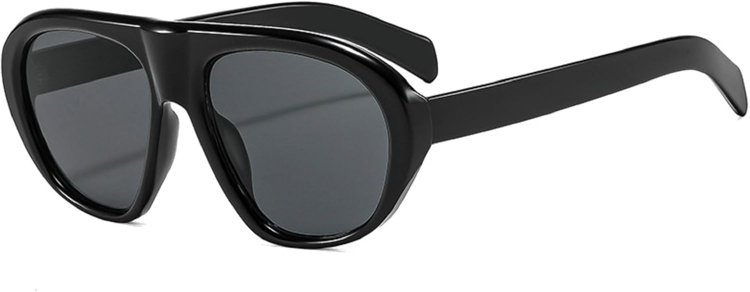 

Винтажные панк-очки-пилоты овальной формы для женщин, большие, 2026, роскошные солнцезащитные очки большого размера для леди, модные очки для активного отдыха на природе mincl, Black