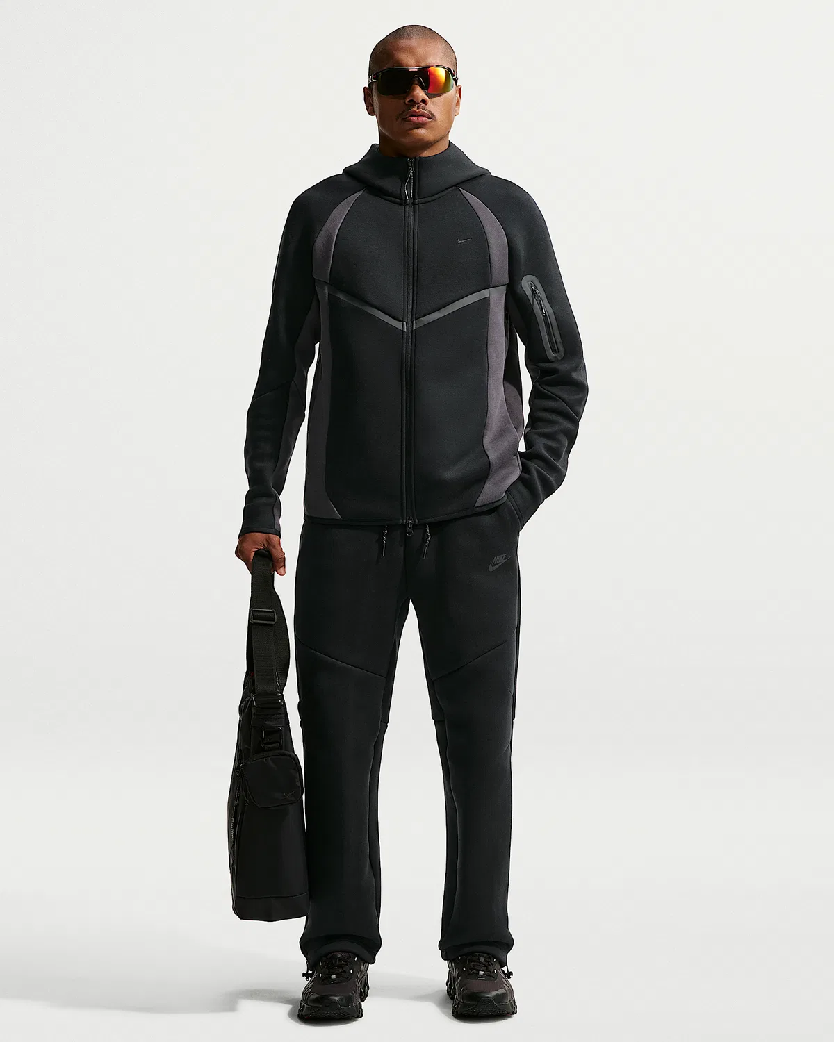 Мужские флисовые штаны Nike Tech с открытым низом, Black/Black