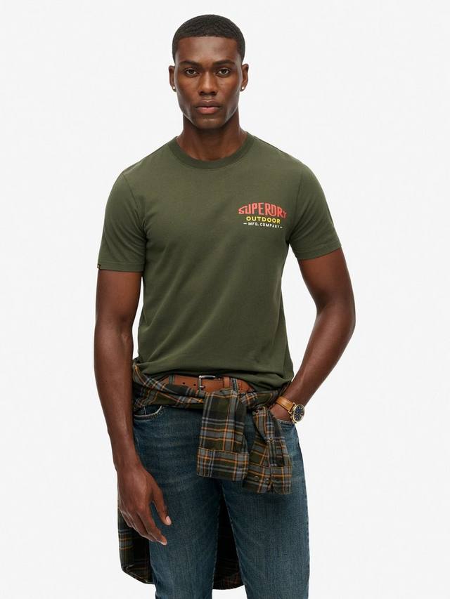 

Хлопковая футболка Mountain Relaxed Fit с коротким рукавом и логотипом Superdry, Olive Green