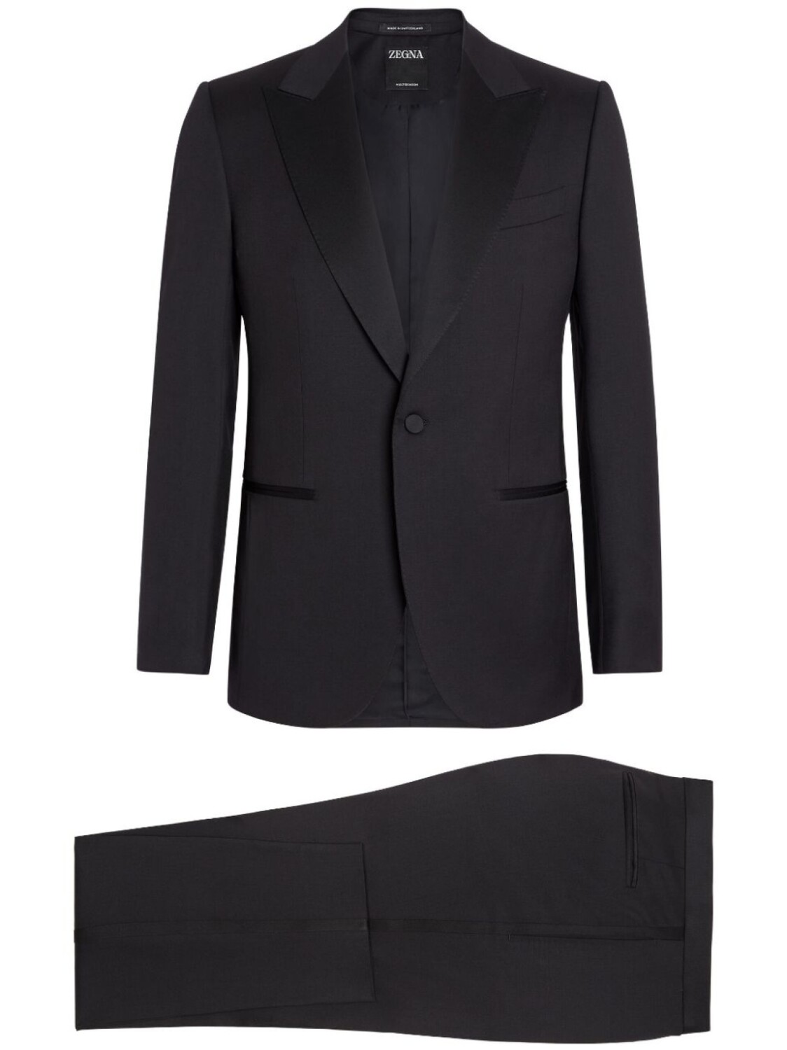 

Zegna шерстяной костюм с однобортным пиджаком, черный