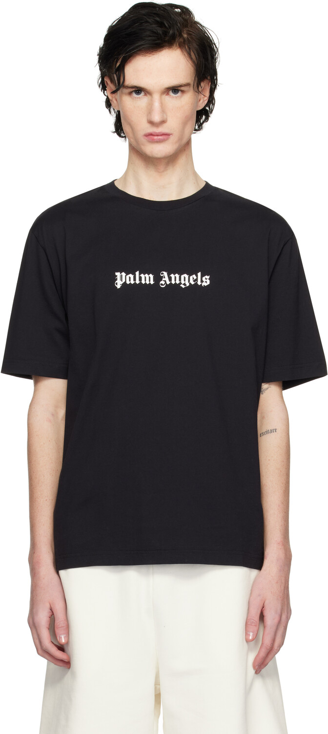 

Черная облегающая футболка Palm Angels, черный/белый