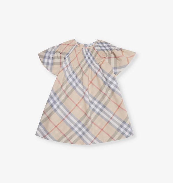 

Мини-Платье из хлопка в клетку Cali 3-14 лет Burberry, цвет pale stone ip check