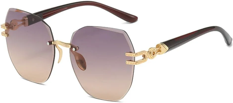 

Женские солнцезащитные очки без оправы, овальная большая оправа, солнцезащитные очки для улицы, пляжа, вечеринок, защита от ультрафиолета UV400 LANGSER, 1