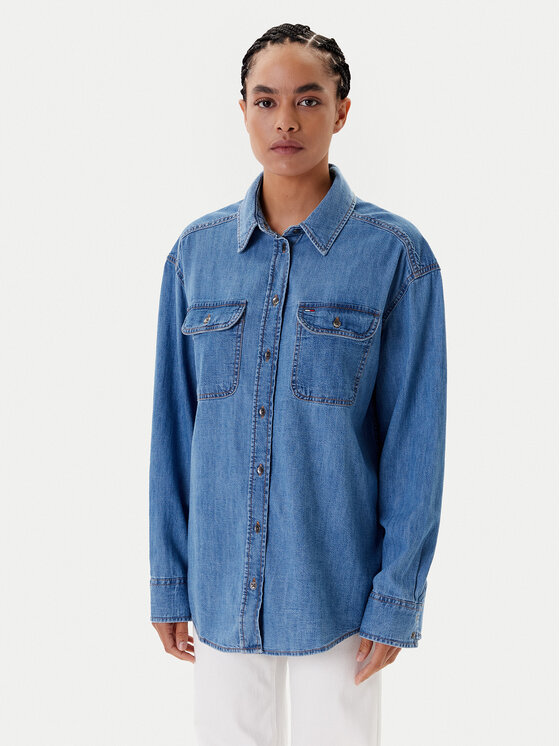 

Джинсовая рубашка relaxed fit DW0DW21073 Tommy Jeans, синий