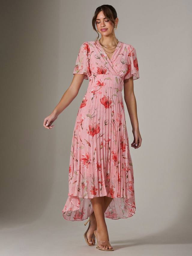 

Плиссированное платье в цветочек Jolie Moi, цвет Coral Pink