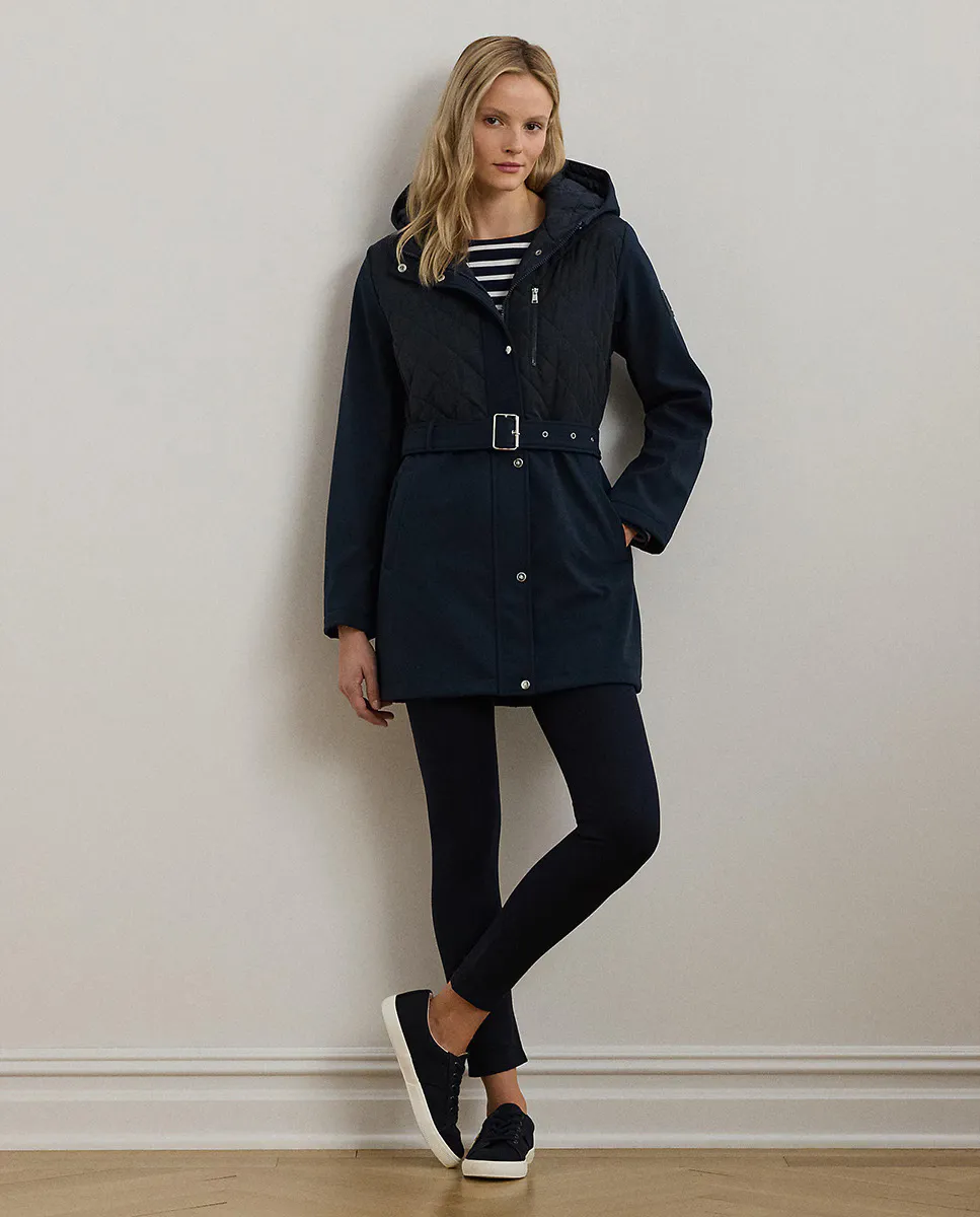 

Женская парка с капюшоном и поясом Lauren Ralph Lauren, тёмно-синий