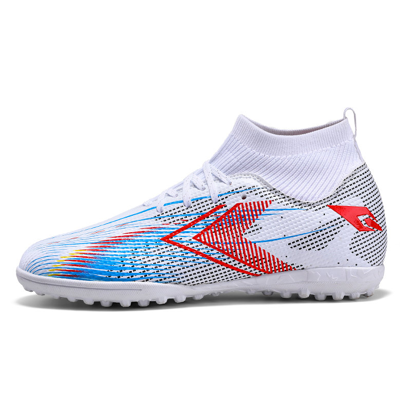 

Double dice Унисекс футбольные бутсы высокие верх фиолетовый красный черный белый синий искусственное покрытие, цвет White Blue Turf