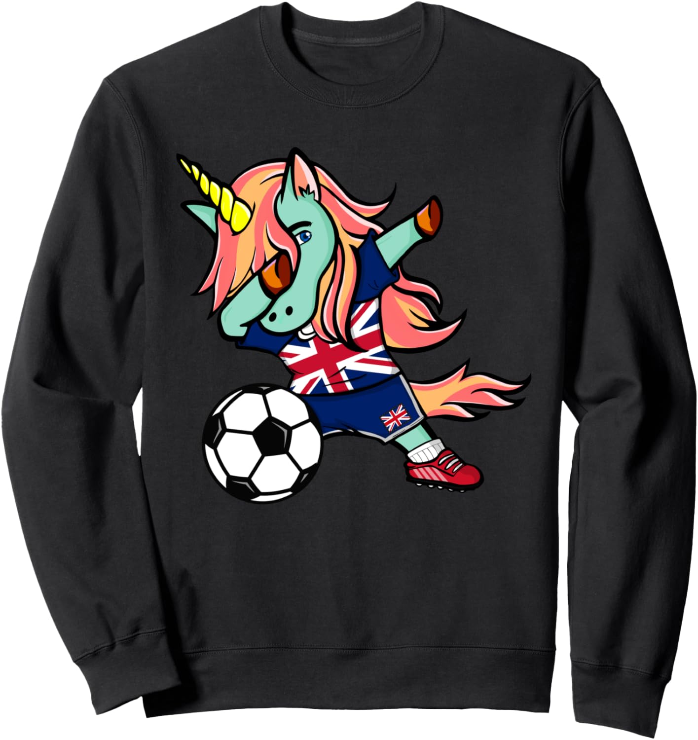 

Забавный танцующий единорог, милый единорог, футбол Великобритании, британский флаг, спортивная толстовка Teeisle United Kingdom Football, черный