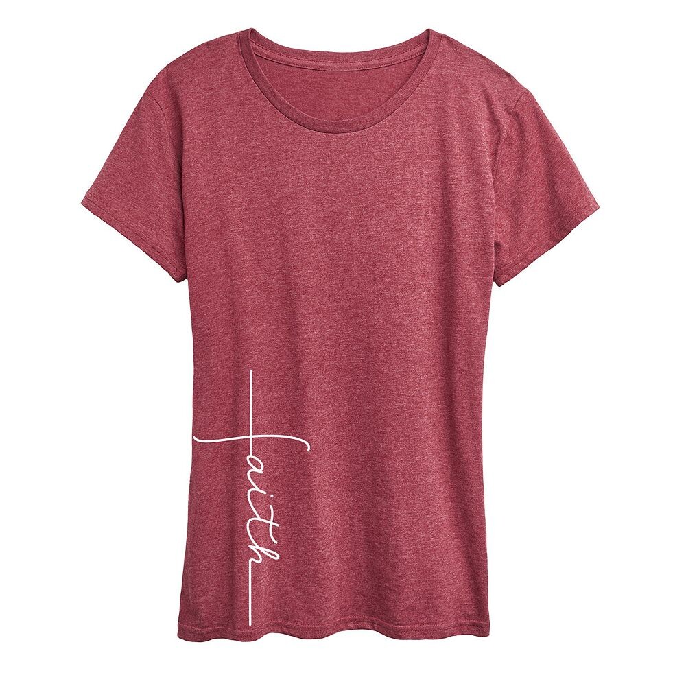 

Женская футболка с рисунком Faith Cross, цвет Heather Dark Red