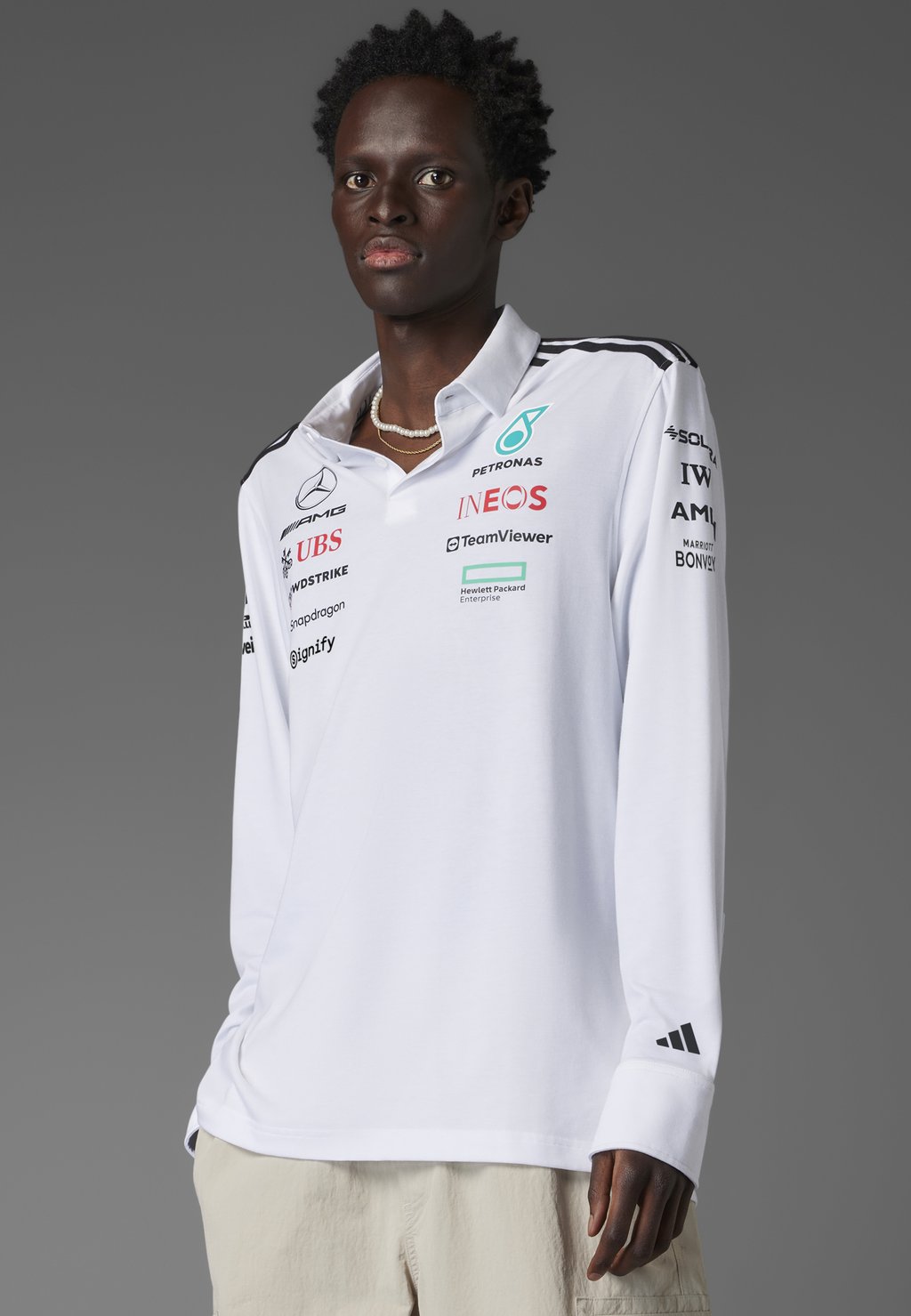 

Рубашка поло MERCEDES - AMG PETRONAS FORMULA ONE TEAM LONG SLEEVE MEN - Long sleeved top Adidas Originals, белый