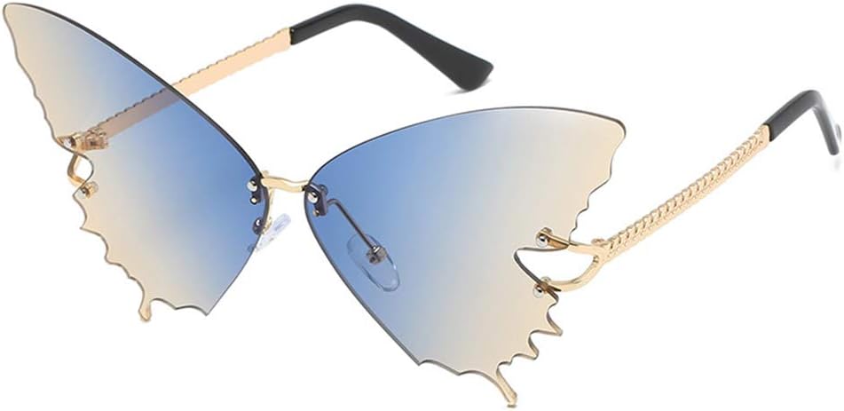 

COTIA 2020 Новые винтажные солнцезащитные очки без оправы с градиентным рисунком в виде бабочек, модные женские и мужские, трендовые, для вечеринок, зеркальные, UV400, Blue&gray