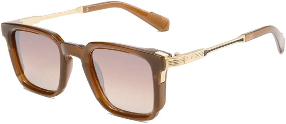 

MUTYNE Ретро-заклёпки Мужские роскошные солнцезащитные очки Модные градиентные зеркальные очки UV400 Женские трендовые солнцезащитные очки, Tea Tea Mirror