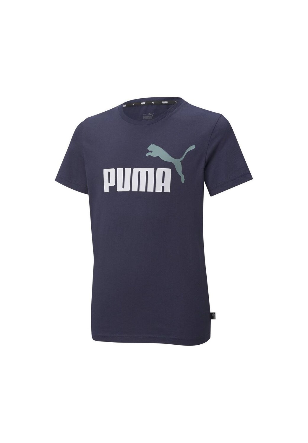 

Футболка для мальчиков — ESS+ 2 Col Logo Tee, круглый вырез, короткий рукав, однотонная PUMA, цвет Blau Peacoat Mineral