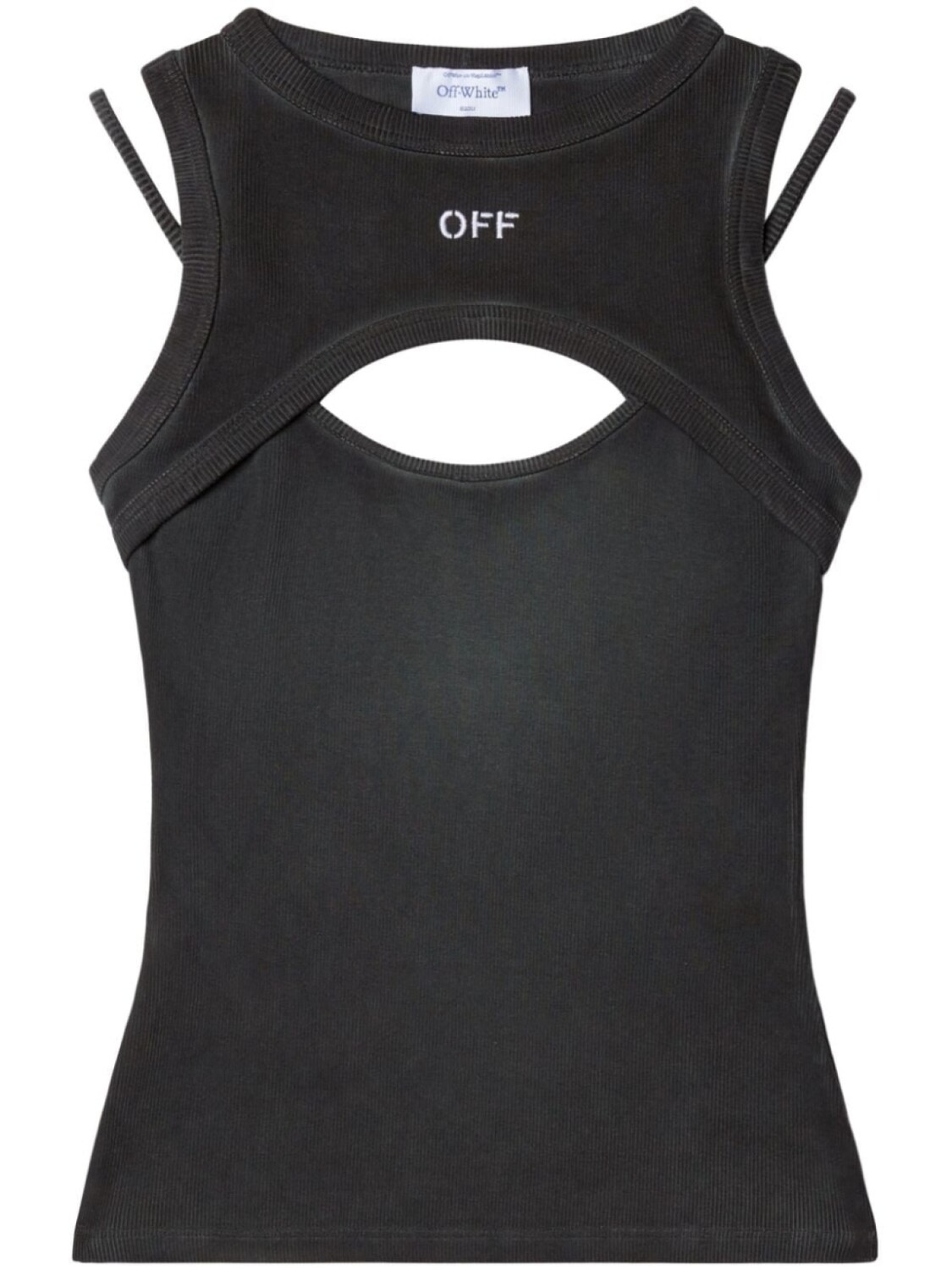

Off-White топ в рубчик с вырезом, серый