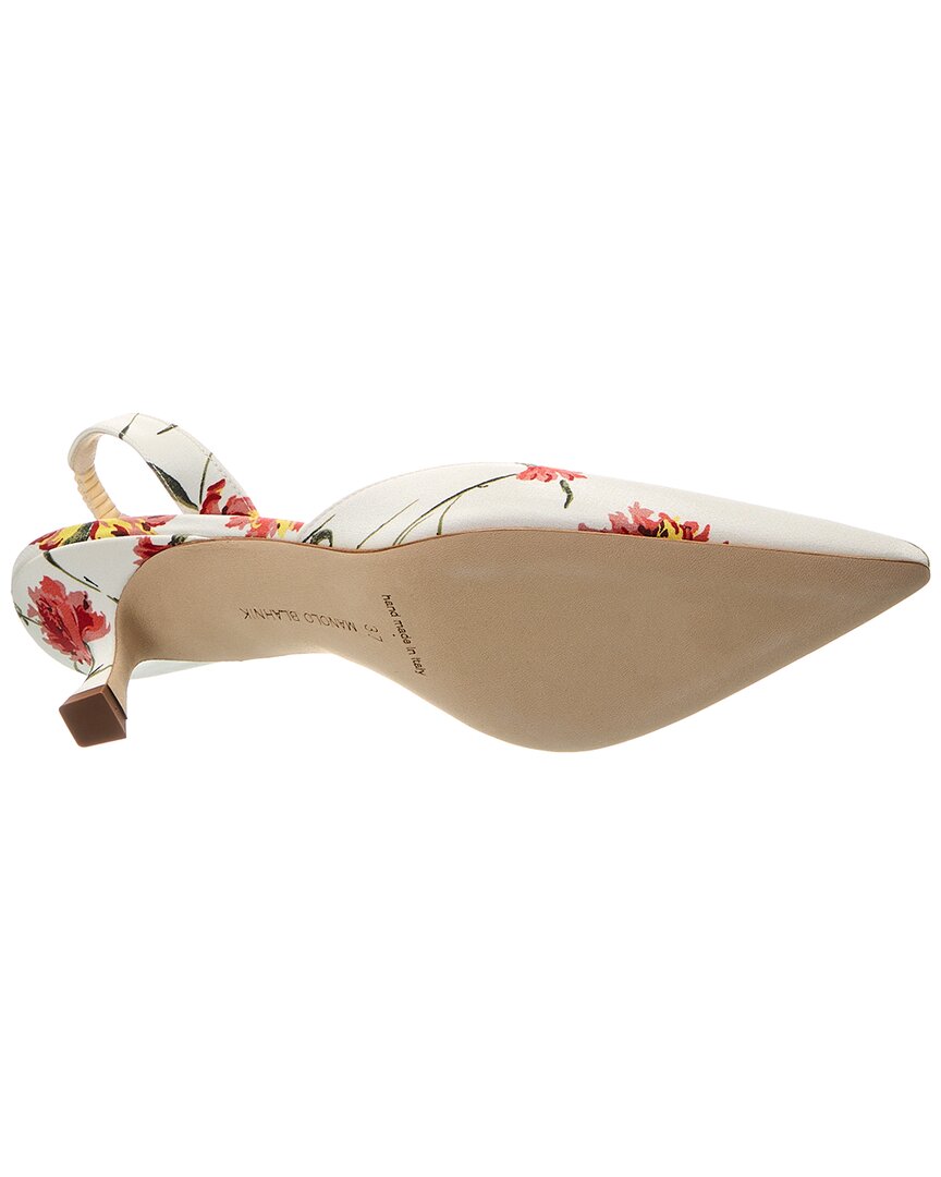 Туфли-лодочки Manolo Blahnik Carolyne 50 Canvas Slingback, белый — фото 4