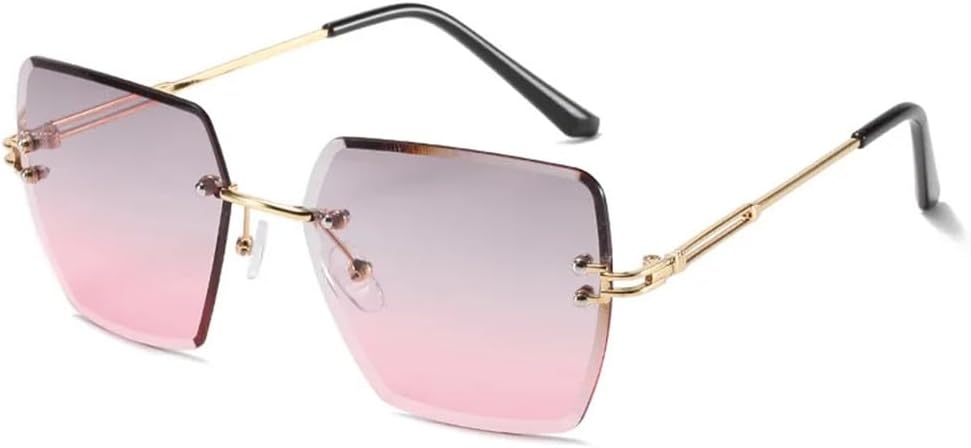 

Крупные безободковые солнцезащитные очки с градиентной окраской и защитой от УФ-излучения UV400 для женщин, подходят для занятий спортом на открытом воздухе, бега и езды на велосипеде generic, Gold Gray Pink