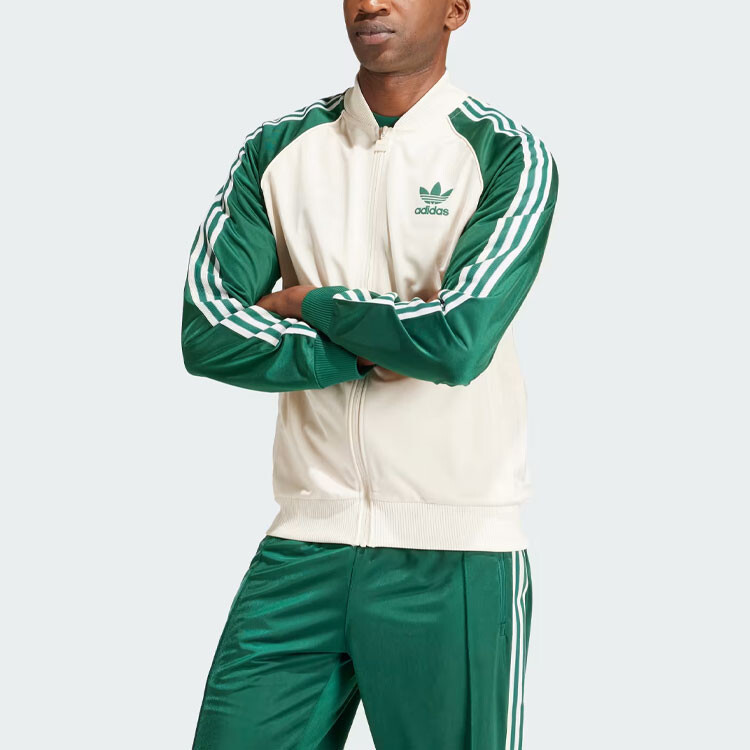 Спортивная куртка SST Track Zip Up бежево-зеленого цвета Adidas Originals, зеленый — фото 2