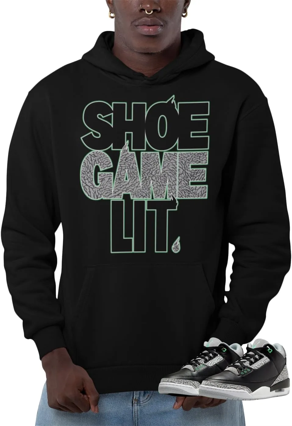 

Толстовка с капюшоном Jordan 3 Green Glow, мужская House Of Tees