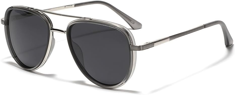 

поляризованные солнцезащитные очки для мужчин, полуметаллические ретро-солнцезащитные очки для женщин, летний стиль, зеленый, серый, коричневый WNCKSQ, Gray Silver Frame