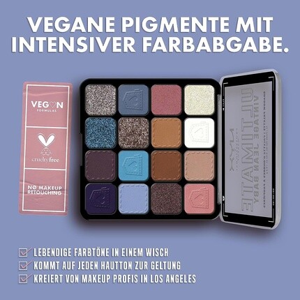 Палитра теней для век Ultimate Shadow от Professional Makeup с 16 оттенками, веганская формула, стойкий финиш, винтажный джинсовый малыш NYX — фото 2