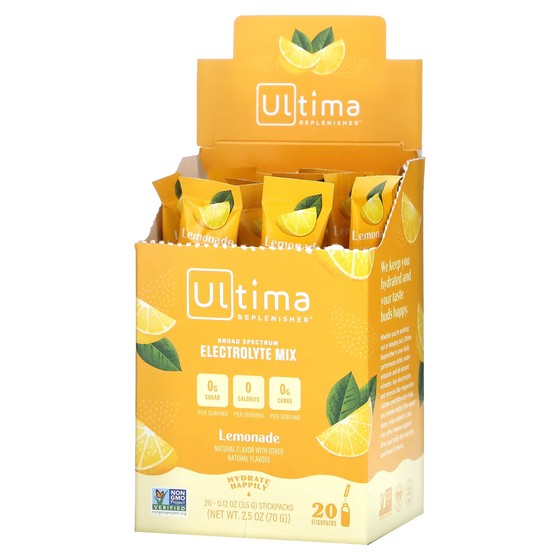 

Смесь электролитов для питья Ultima Replenisher, лимонад, 20 пакетиков по 3,5 г