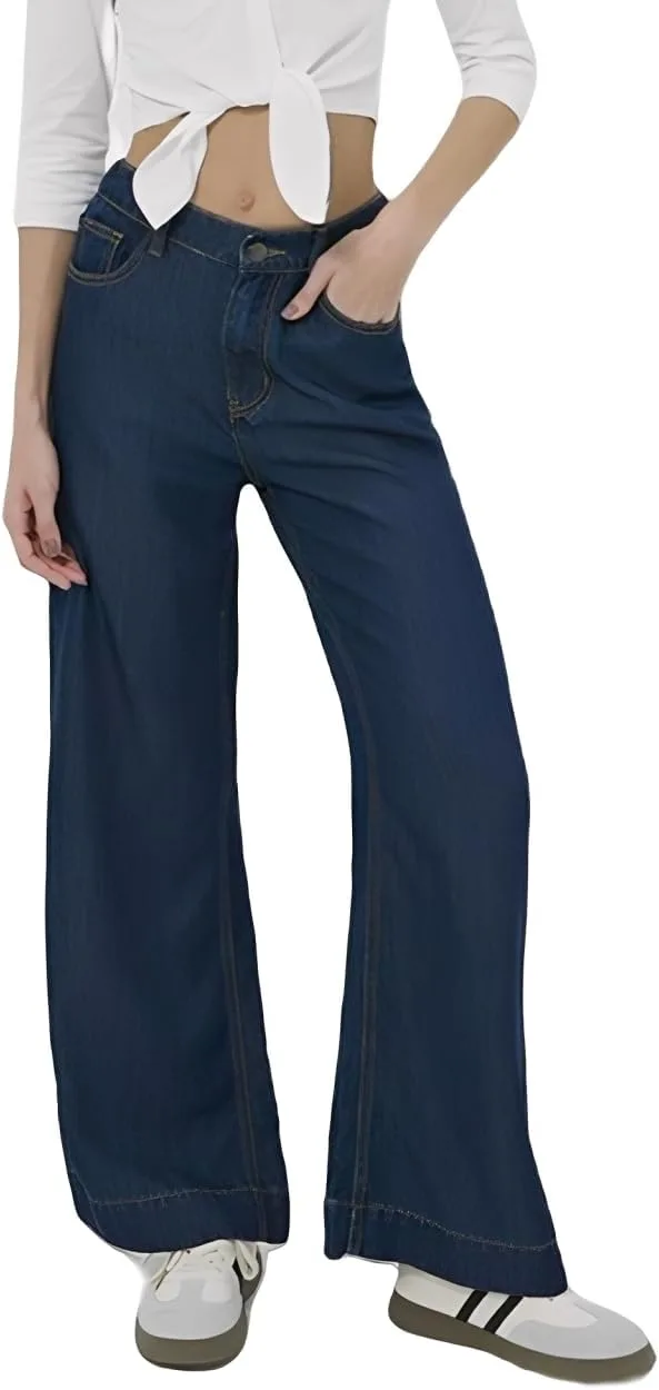 

Джинсы-слаксы женские wide leg на резинке Myzellia