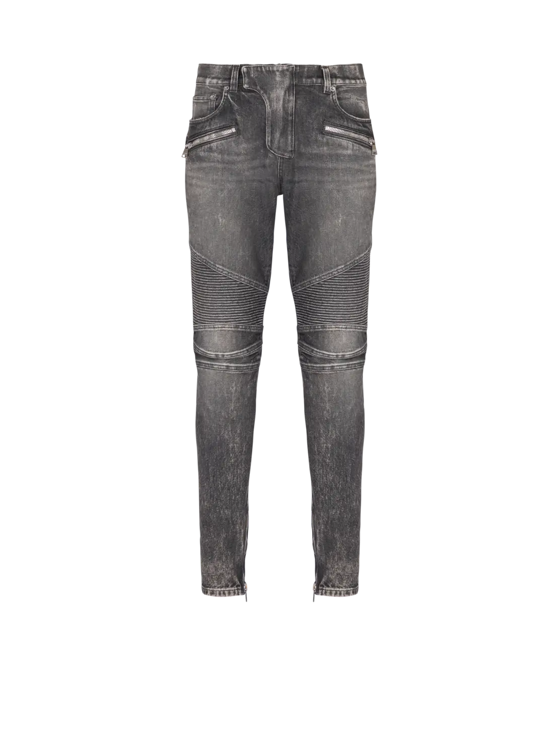 

Джинсовые байкерские брюки облегающего кроя Balmain, серый