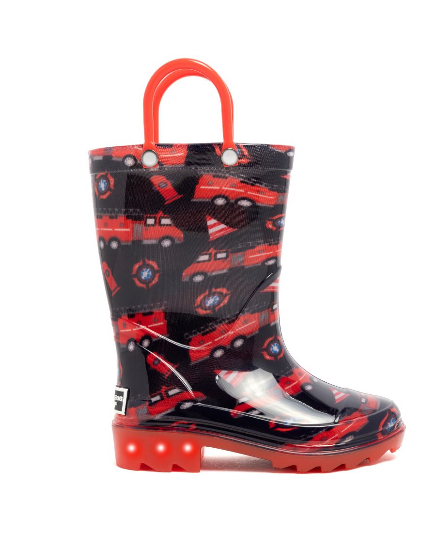 Детские резиновые сапоги Sven с принтом и подсветкой для мальчиков 5T-10T London Fog, Black/Black/Red — фото 3