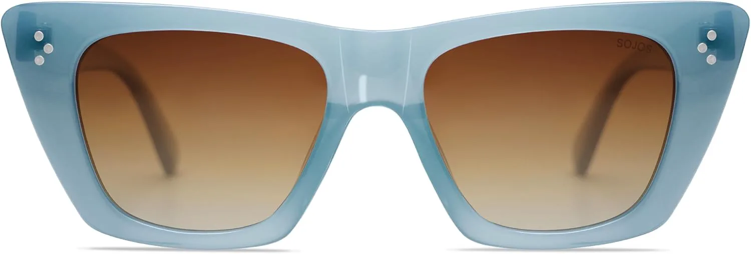 

Солнцезащитные очки SOJOS Retro Trendy Cat Eye с поляризованным покрытием для женщин, стильные, с защитой от УФ-излучения UV400, модель SJ2199, Light Blue/Brown